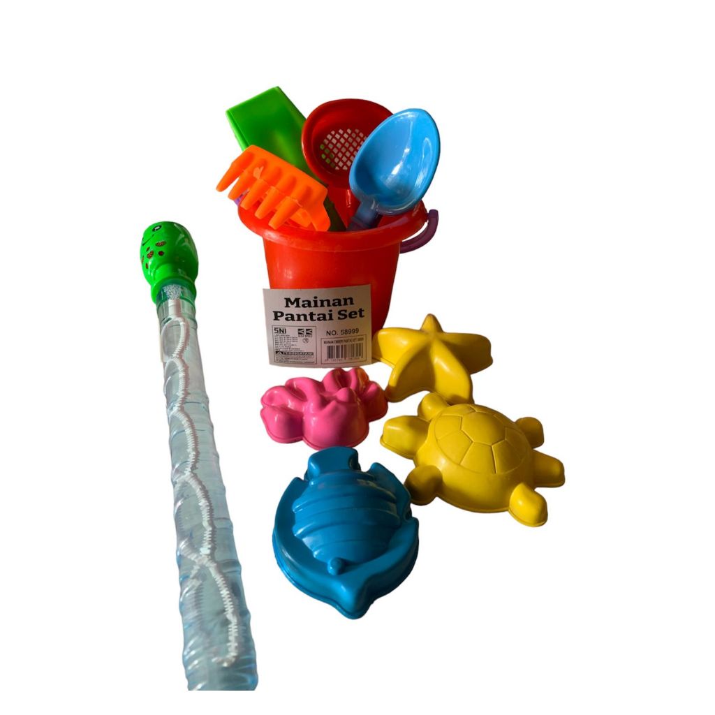 HLS -  Mainan Pantai Set Ember - 58999 / Mainan Pantai Set + Gelembung Bubble Boba + Ember Pantai/ C
