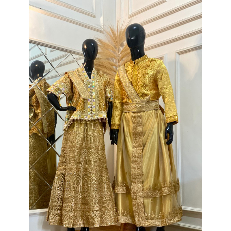 BAJU PENGANTIN ADAT BUGIS/MAKASSAR MODERN HARGA FULLSET WARNA GOLD
