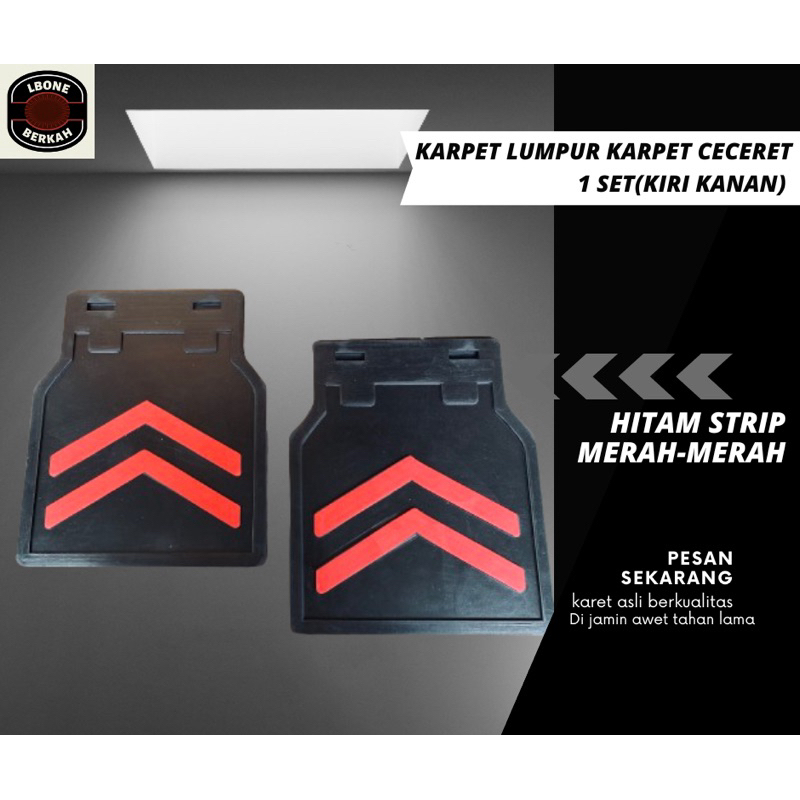 Karet lumpur Karet ceceret spakbor mobil pick-up 1Set(Kiri-kanan)Hitam Strip Merah-Merah