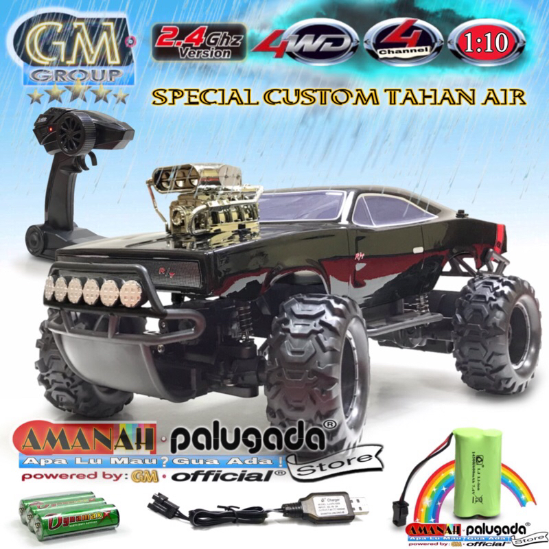 GM-RDR-1053 RC Car Special Tahan Air Skala 1:10 Sand Monster 2.4GHz 4WD Mobil Remote Control Besar O