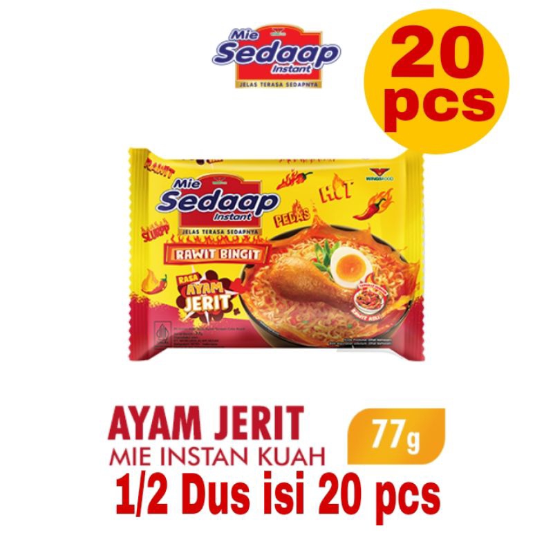 

Sedaap Mie Instant Ayam Jerit 77 gr 1/2 Dus 20 pcs