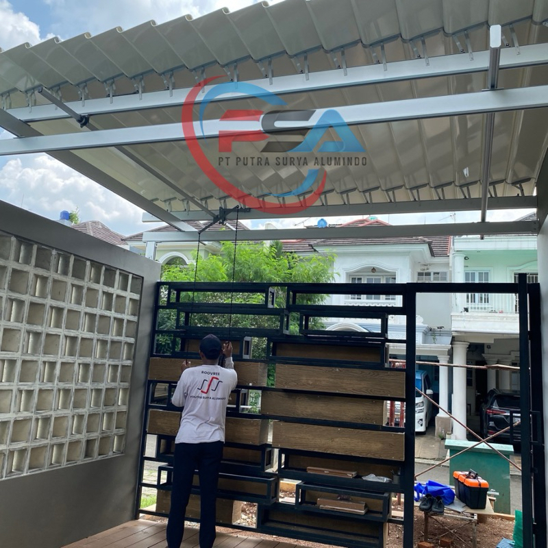 Lovera Kanopi Buka Tutup Aluminium Lovera