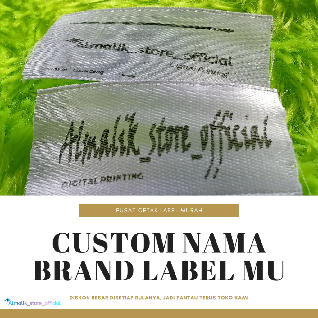 

label pakaian pita satin custom nama murah harga satuan