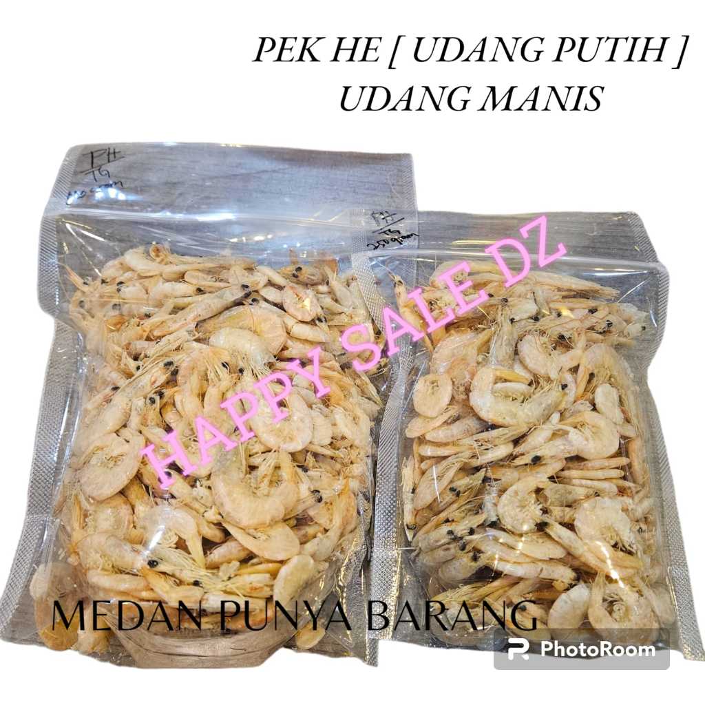 

PEK HE udang manis udang medan berkwalitas terjamin bermutu dan fresh serta bergizi kemasan 1 kg