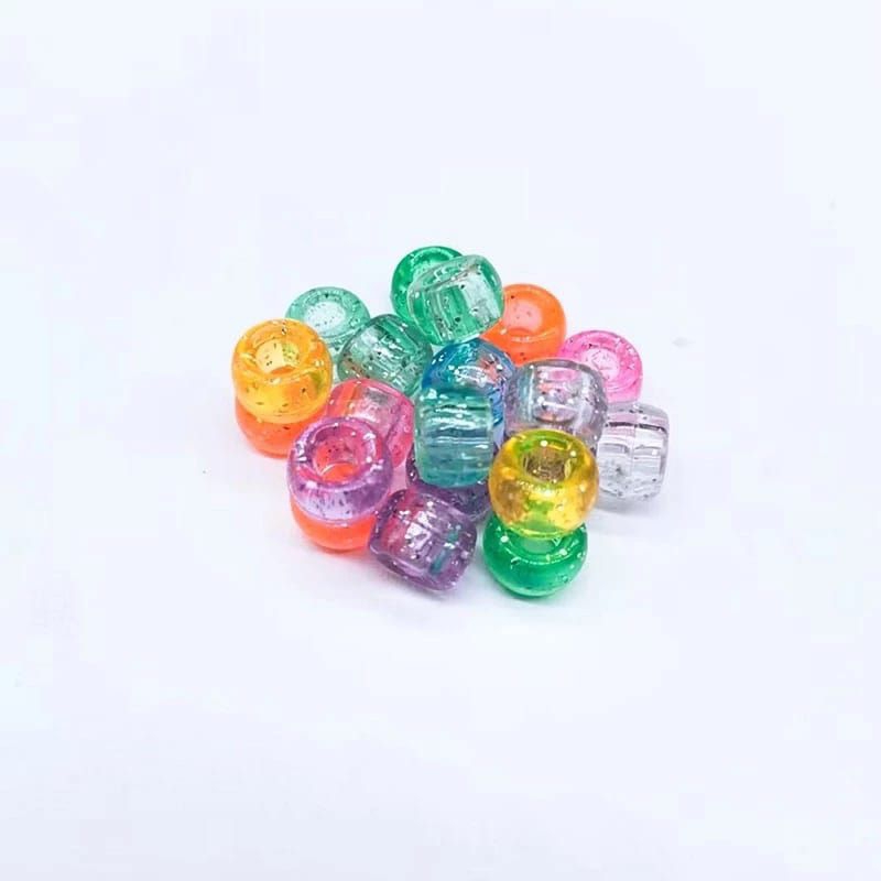 25 pcs 050 Pcs Manik-Manik Bulat Besar Bahan Akrilik Transparan Glitter Ukuran 6x9mm Untuk Membuat K