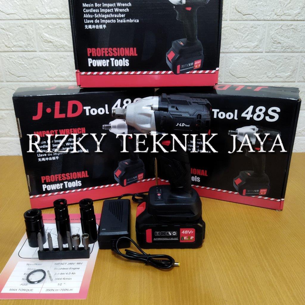MESIN BOR BUKA BAUT JLD IMPACT WRENCH 48S JV88 CORDLESS IMPACT WRENCH JLD 1 BATERAI