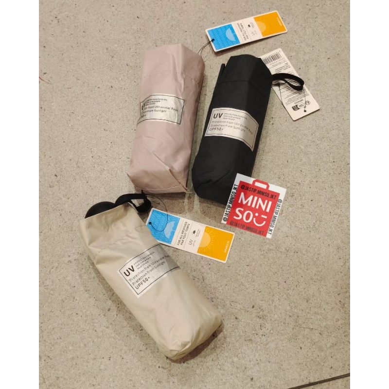 MINISO 🆕 Payung Mini Series Anti UV (50cm x 6K) Off White / Light Pink / Black