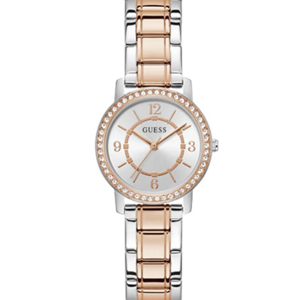 JAM TANGAN WANITA GUESS MELODY GW0468 L5 GW0468L5 ANALOG ROSEGOLD SILVER COMBI ANALOG STAINLESS STRA