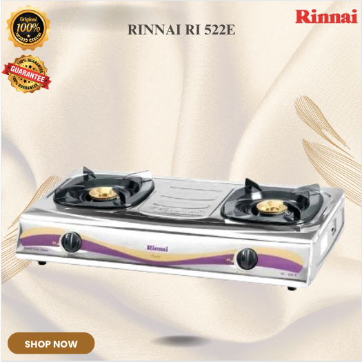 RINNAI KOMPOR GAS 2 TUNGKU RI 522E/RI522E/RI-522E/RI 522E/RINNAI KOMPOR GAS 2 TUNGKU API EKONOMIS