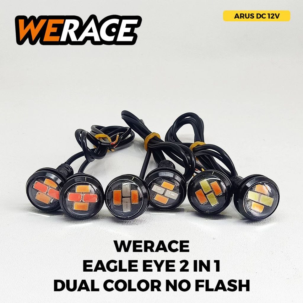 TERMURAH SEPASANG (2 PCS) LAMPU MATA ELANG EAGLE EYE LED 2IN1 KEDIP 2 WARNA SUPER TERANG DI SPION FL