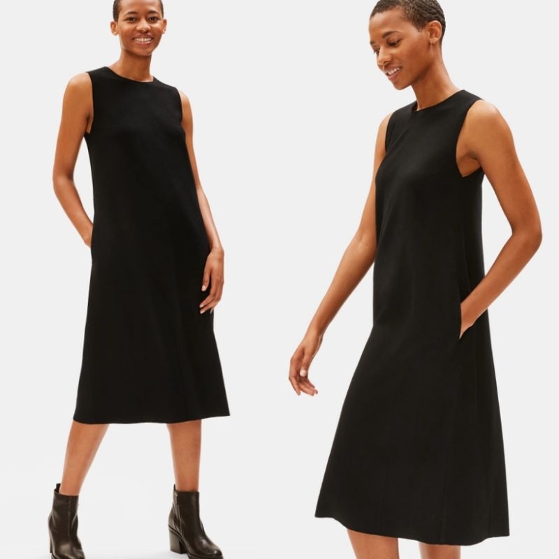 Eileen Fisher Boiled Wool Jersey Lantern Dress