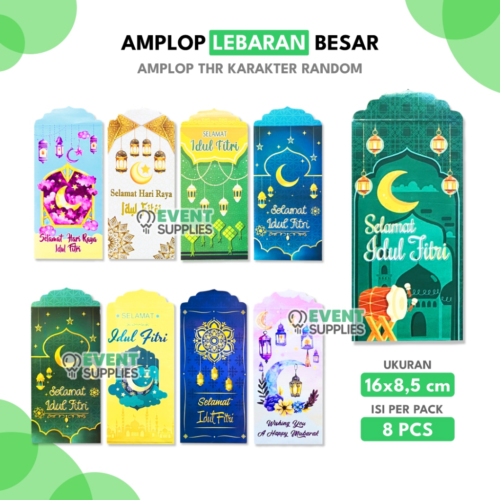 

[8 Pcs]Amplop Lebaran Idul Fitri Panjang Amplop Karakter Angpao Lucu
