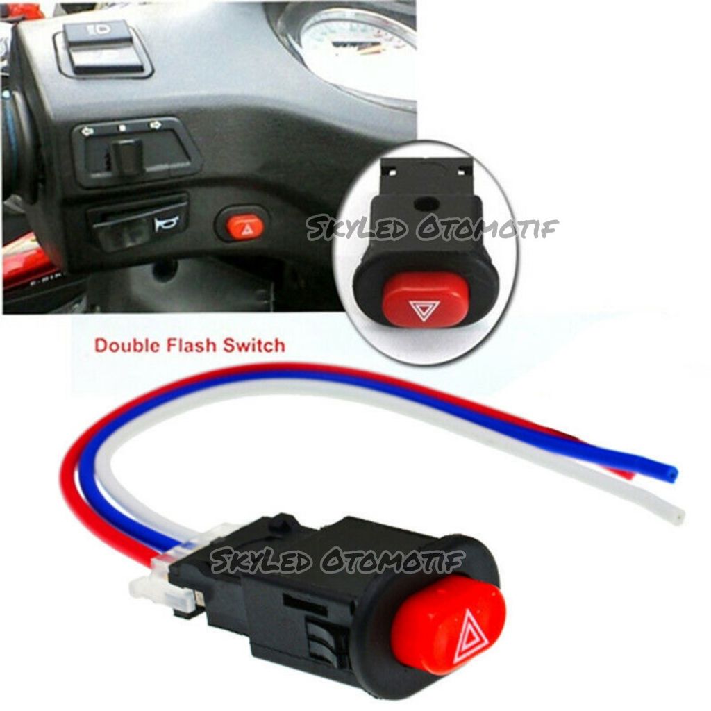Tombol Saklar Hazard Switch / Tombol Hazard On Off Led Motor Mobil Lampu Universal Lampu Tengah Haza
