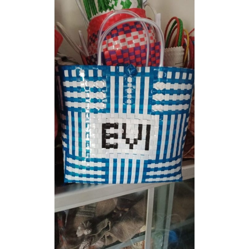 Tas anyaman Jinjing/ tas belanja pasar/ tas anyaman pakai nama