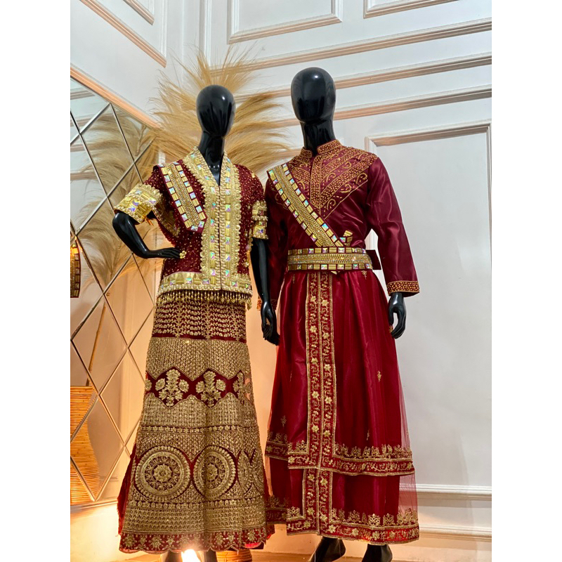 BAJU PENGANTIN ADAT BUGIS/MAKASSAR MODERN HARGA FULLSET WARNA MAROON