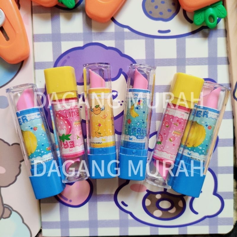 

(1 PCS) PENGHAPUS PENSIL BENTUK LIPSTIK Karakter Kartun Warna Warni