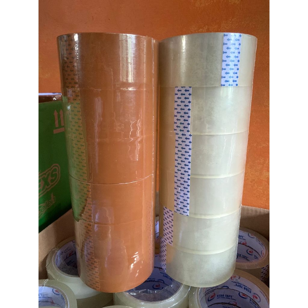 

Lakban Star Tape / Isolasi Bening Coklat Tebal (1 slop)