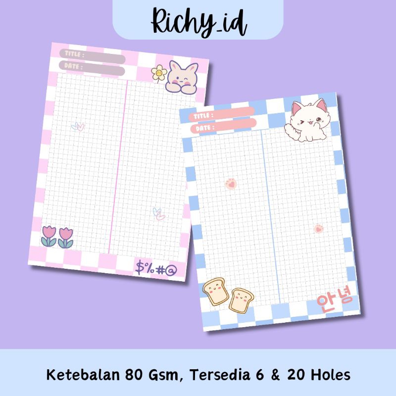 

looseleaf a5 tema binatang lucu / refill binder korea / refill binder cute animal / looseleaf a5 lucu