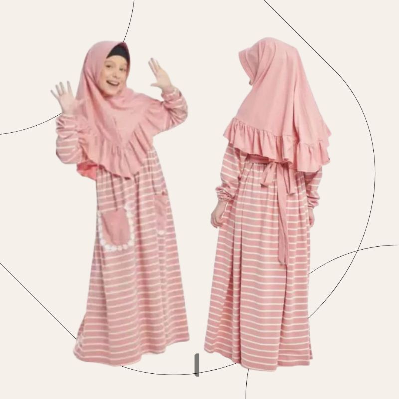 RG 29 Gamis kaos Raggakids size (2th - dewasa) Gamis Baju garis-garis | maxi anak perempuan