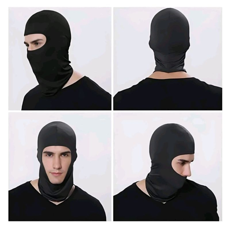 Masker Buff Ninja Full Face Spandex Hitam Polos Motor Helm