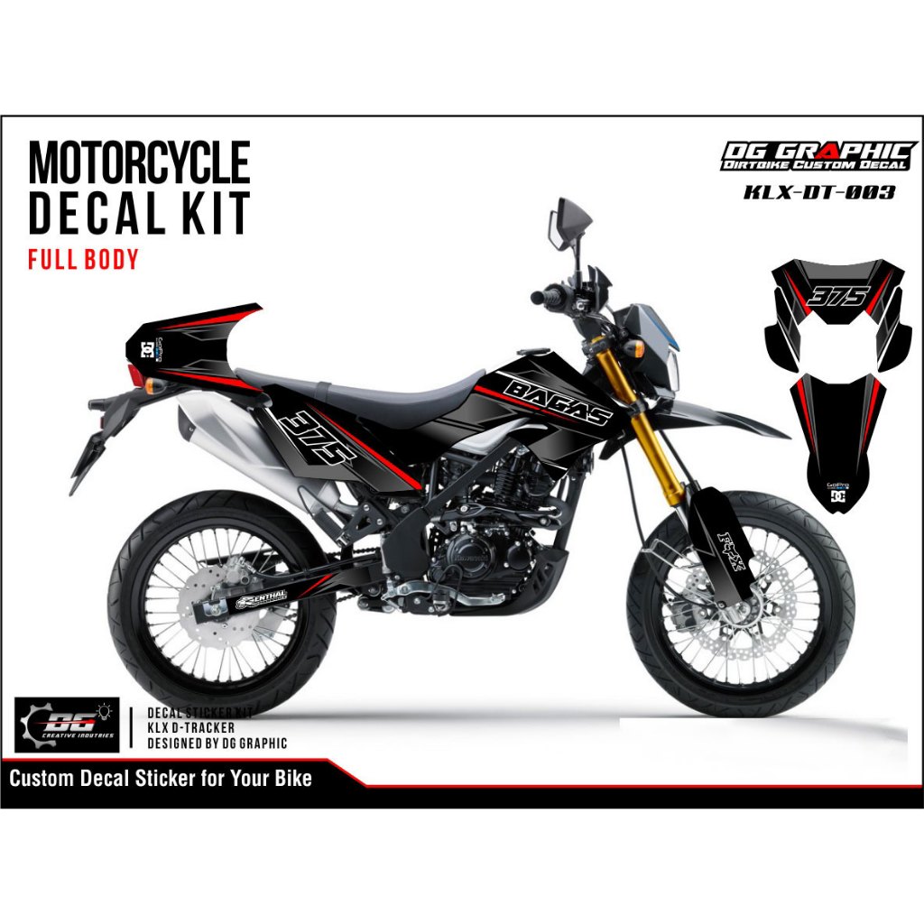 Decal Kit Graphic Klx D-Tracker Hitam Elegan DG Stiker