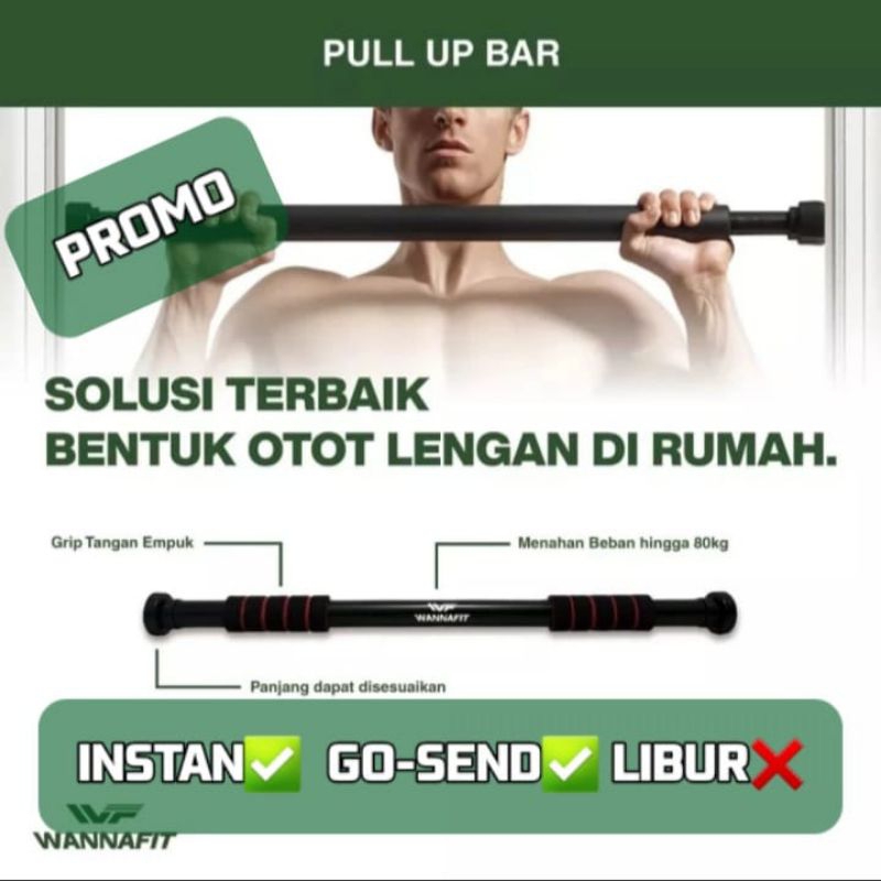 WANNAFIT Pull Up Bar Door Alat melatih otot tangan PullUpBar Original pul up pintu