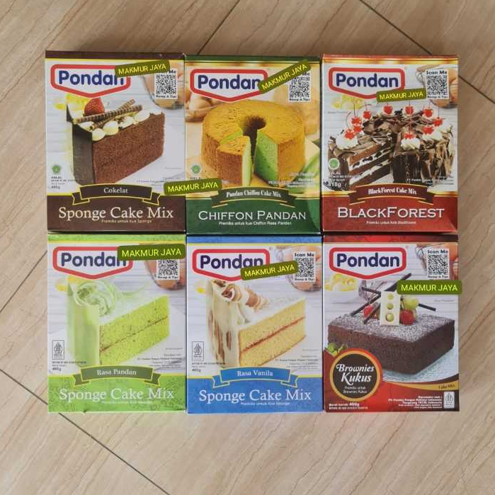 

Pondan Sponge Cake Mix / Chiffon Pandan / BlackForest / Brownies Kukus 400gr - Premiks Bubuk Kue