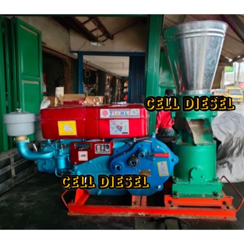 Mesin pembuat pakan / pelet KL250 + Ricoil stater + Diesel TIANLI 24PK