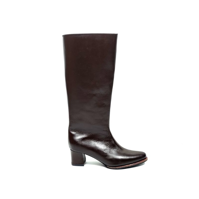 M&T Knee High Boots Wanita Roberto Dark Brown Leather