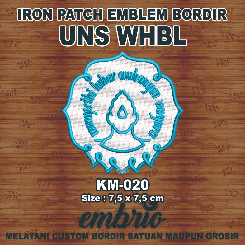 KM-020 Emblem logo UNS Patch bordir Universitas Negeri Surakarta Sebelas Maret Solo  - WHBL White Bl