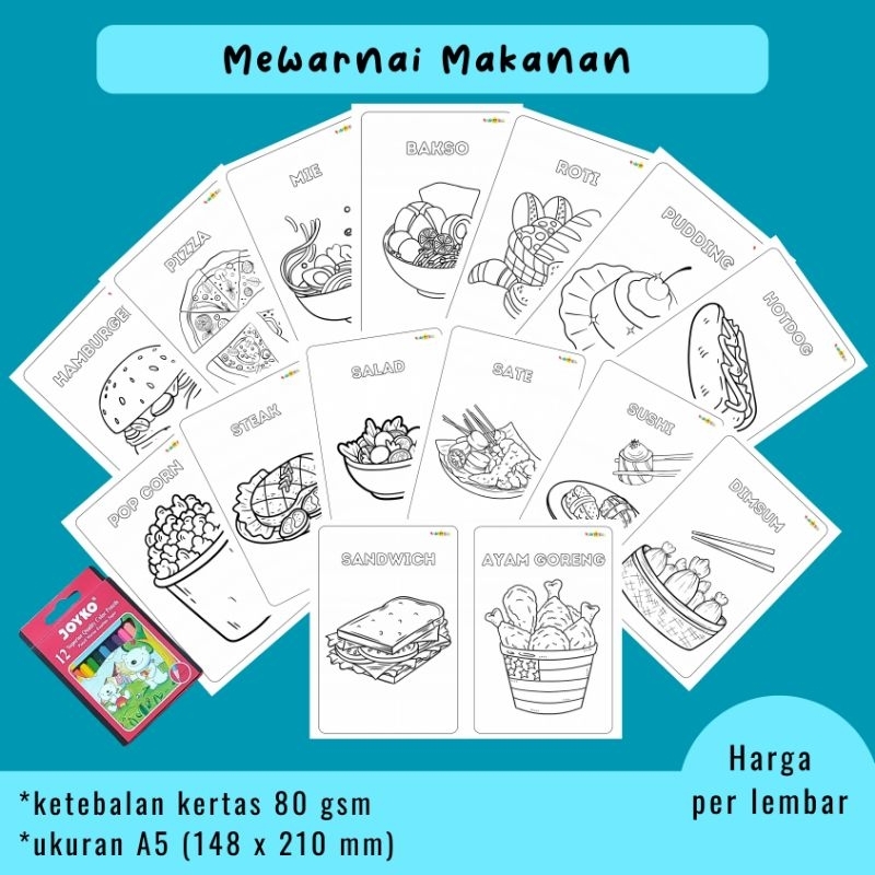 

Coloring / Lembar Mewarnai Anak PAUD TK Tema Makanan - Harga per Lembar