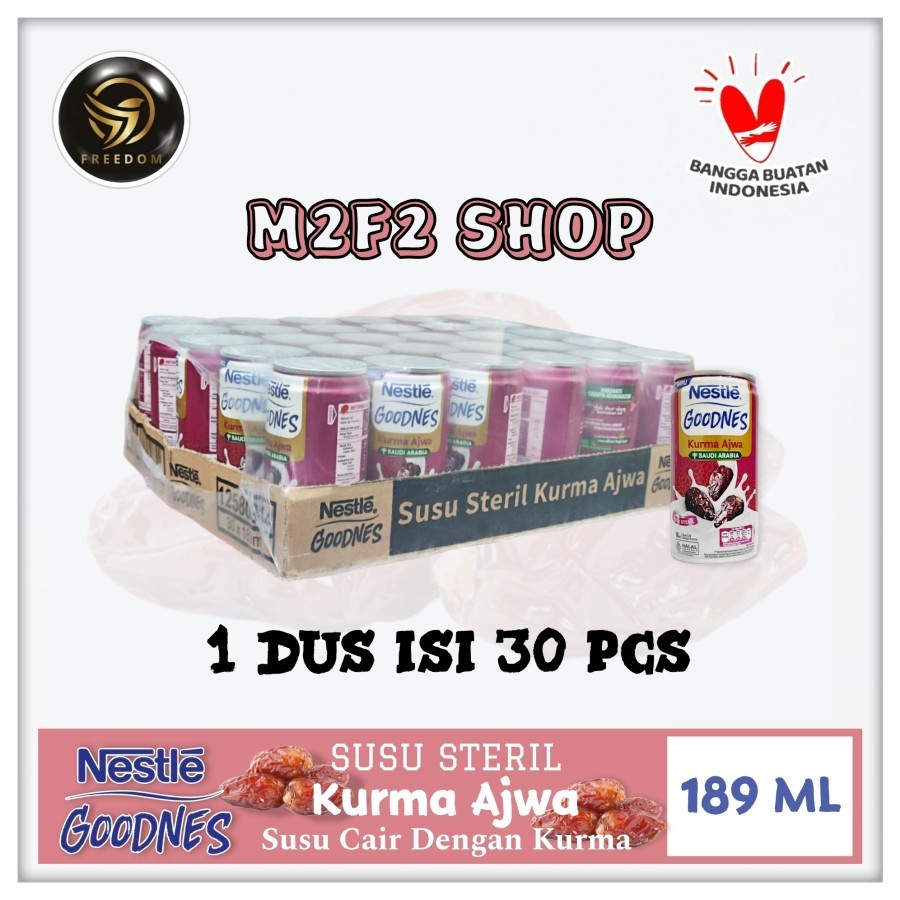 

Nestle Goodnes Susu Sterilisasi Kurma Ajwa Kaleng | Can - 189 ml (Kemasan Karton)