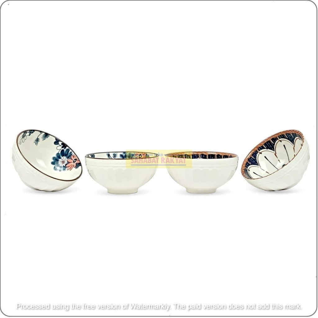 Mangkok Souvenir Korea Keramik Bunga 5 Inch