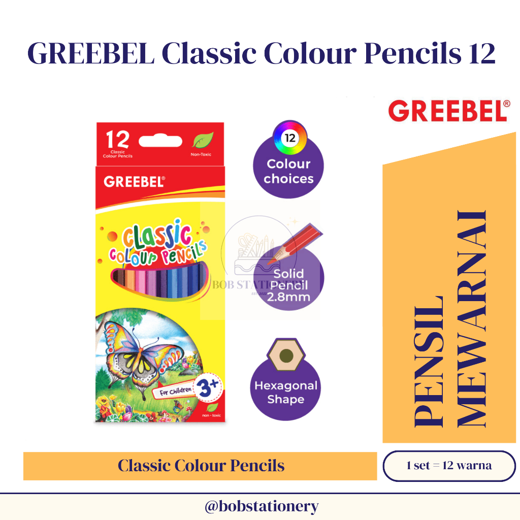 

GREEBEL Classic Colour Pencils 12 Pensil Mewarnai