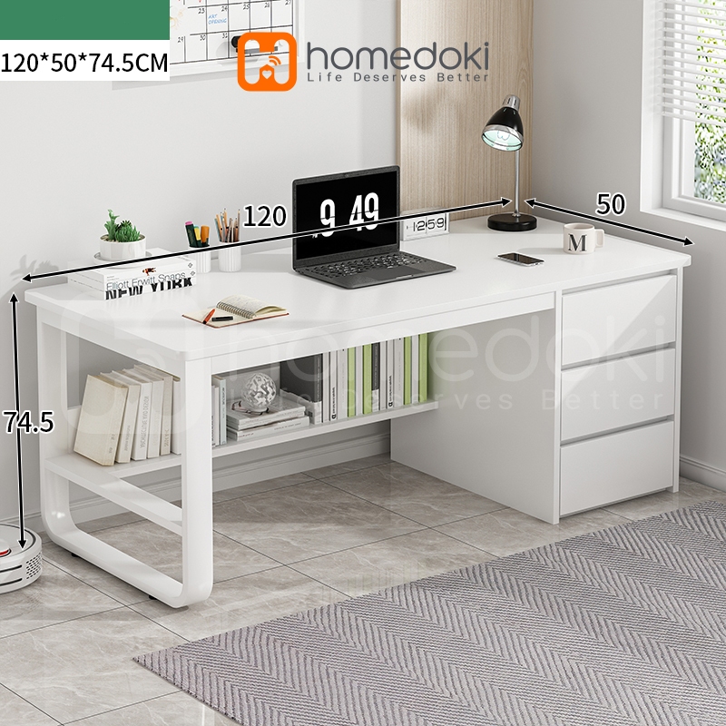 Homedoki Meja Kantor / Meja Komputer / Meja Kerja Minimalis / 120cm Meja Belajar / Meja Kantor Denga