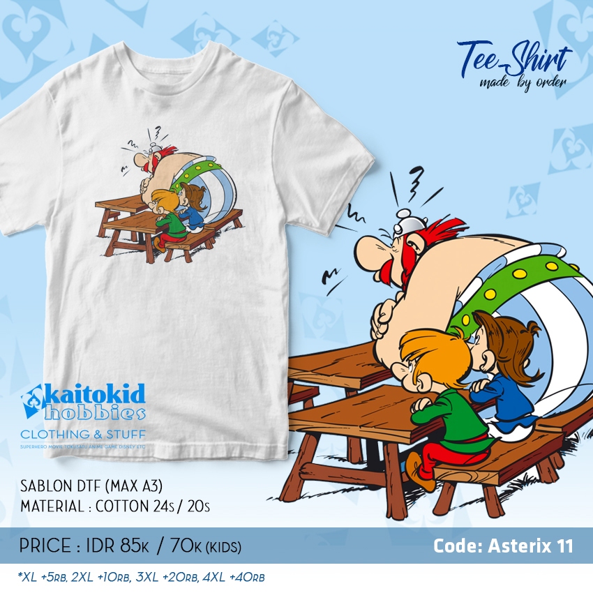 Kaos ASTERIX OBELIX SEKOLAH komik Jadul bisa custom desain bebas
