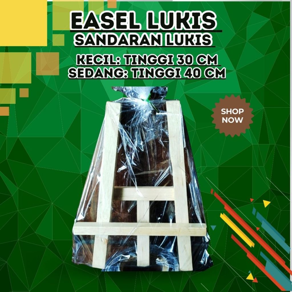 

easel lukis tablet kecil tinggi 30 x l.24 cm, sedang t. 40x26 cm dan besar t. 50x30 cm