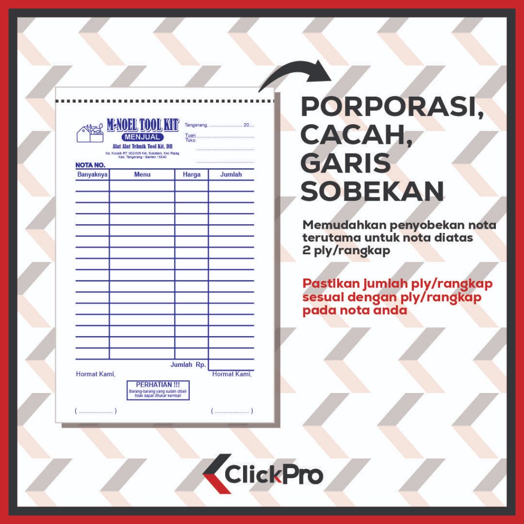 

TAMBAHAN PORPORASI / CACAH / GARIS SOBEKAN NOTA,TIKET BACA DESKRIPSI