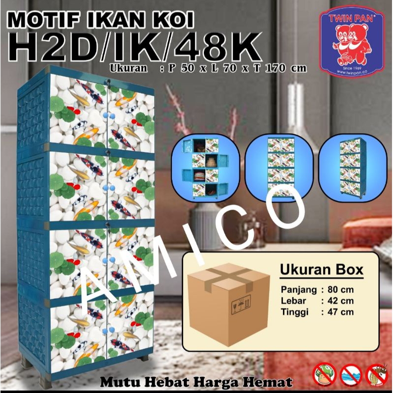 Lemari plastik Twin Pan H2D 4 tingkat/ Lemari plastik bergambar/ Lemari plastik 4 tingkat
