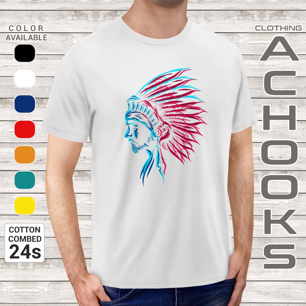 Kaos Pria Distro Original Katun Combed 24s Apache Indian / Baju Atasan Motif Gambar Indian Apache