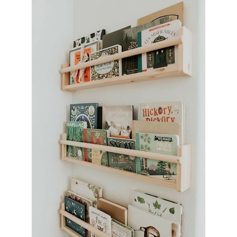 Rak kayu / Rak buku kayu / Rak buku dinding / Rak buku anak majalah tempel dinding