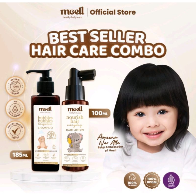 BUNDLING Moell paket hair lotion 100ml dan shampoo 185gr free pouch