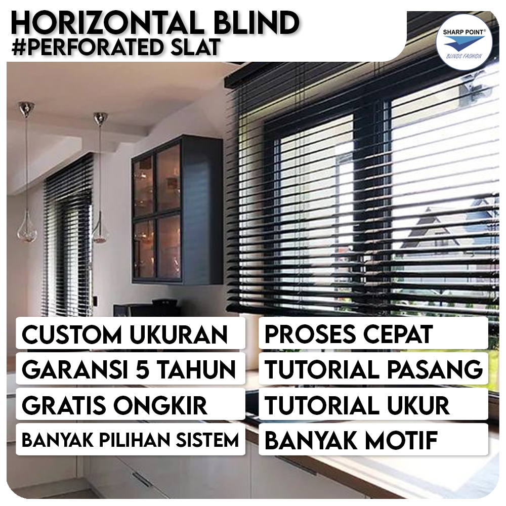 Horizontal Blind Perforated Slat | Jendela Gorden Tirai Aluminium Indoor Outdoor Minimalis Gordyn Go