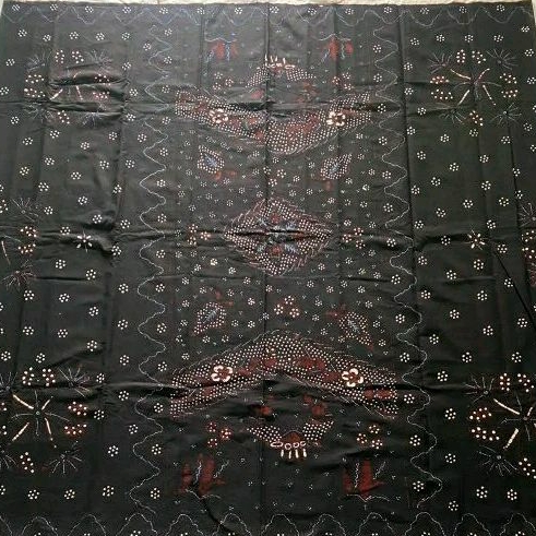 SARUNG BATIK TULIS BAKARAN HITAM MERAH BATA