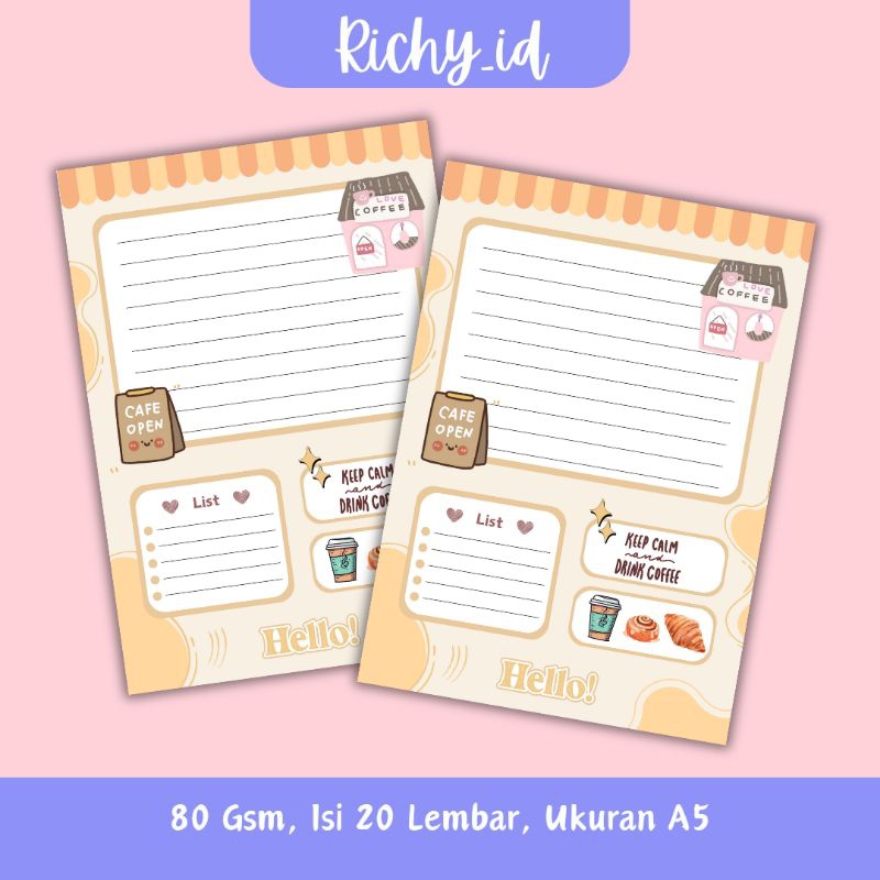 

looseleaf a5 tema love cafe / refill binder korea lucu / refill binder tema love cafe / looseleaf a5 lucu