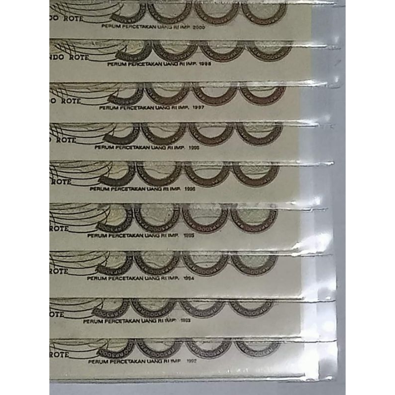 Uang Kuno 5000 Rupiah Sasando 9 LEMBAR FULL SET IMP UNC GRESS