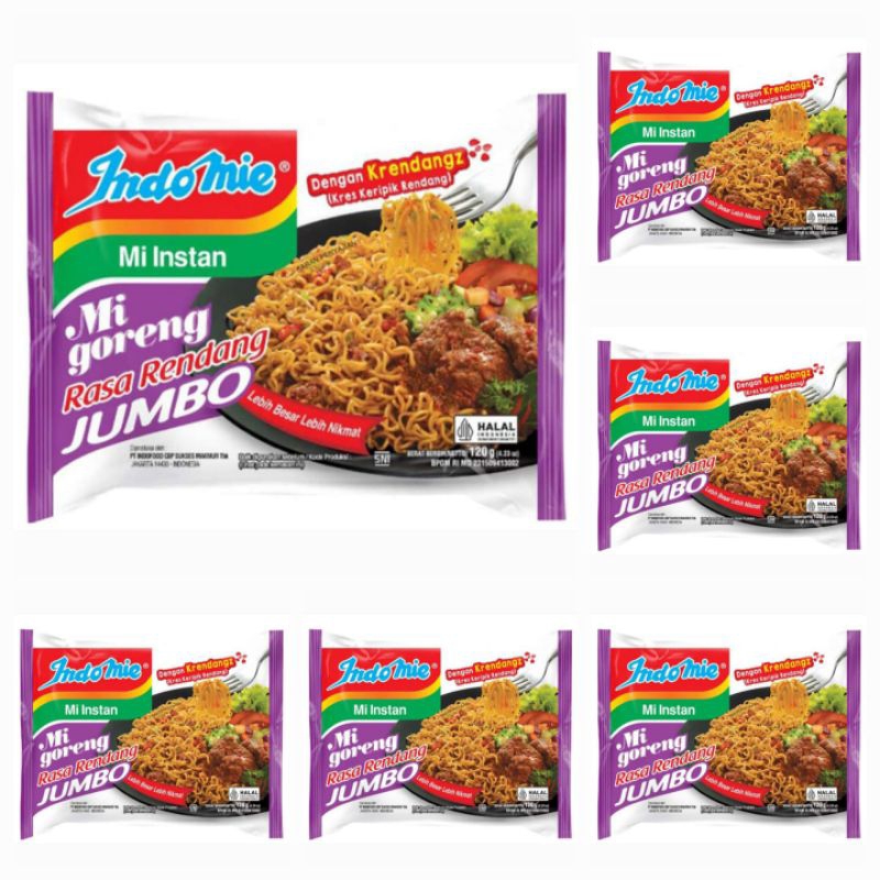 

Indomie Mi Instan Mi Goreng Rasa Rendang Jumbo 120 Gr