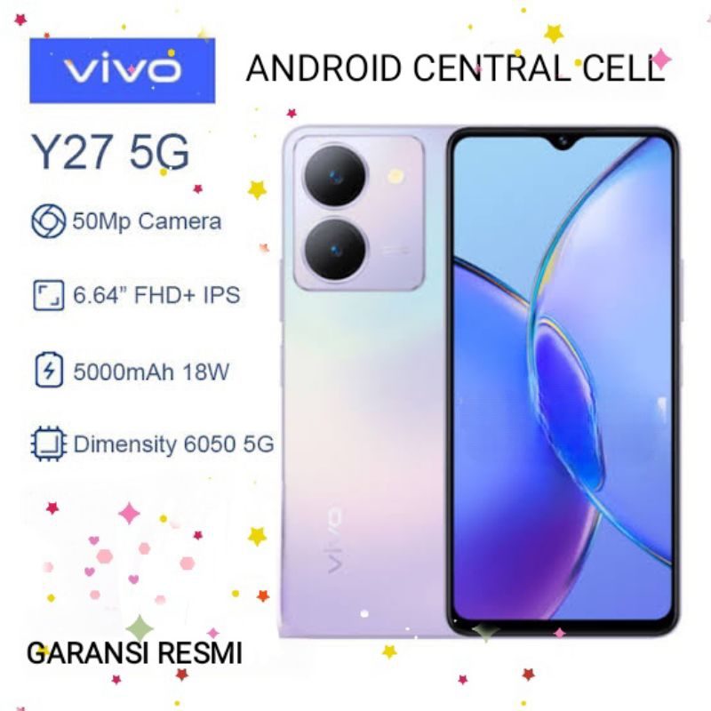 VIVO Y27 5G | RAM 6/128GB [HP DISPLAY] - RASA BARU CAM 50MP, NFC, BAT 500MAH - FULLSET LENGKAP