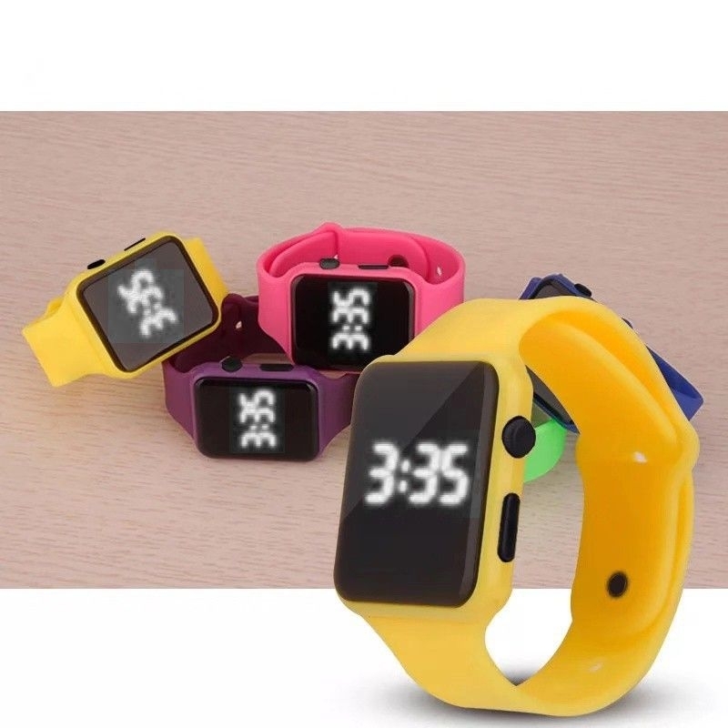 jam tangan digital LED wanita pria bahan silicon watch led