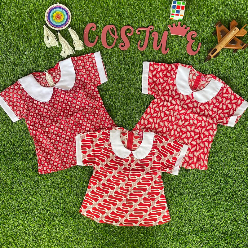 Batik Costume Blus Batik Anak Perempuan Red Cherry Merah Atasan Ank Perempuan Blus Batik Anak Red Ch